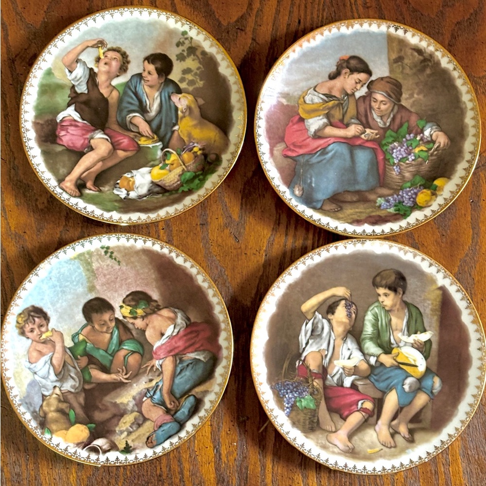 Set of 4 Vintage JKW Western Germany Murillo Collector Plates.